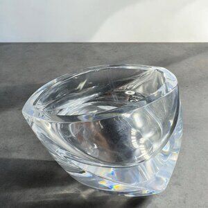 Mid Century Nambe Clear Crystal Glass Heavy Abstract Shape Dish Bowl Ashtray VTG